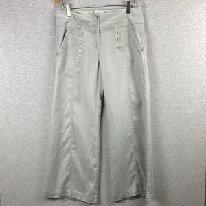 bica cheia Anthropologie Wide Leg Relaxed Light Gray 100% Linen Pants Size 12
